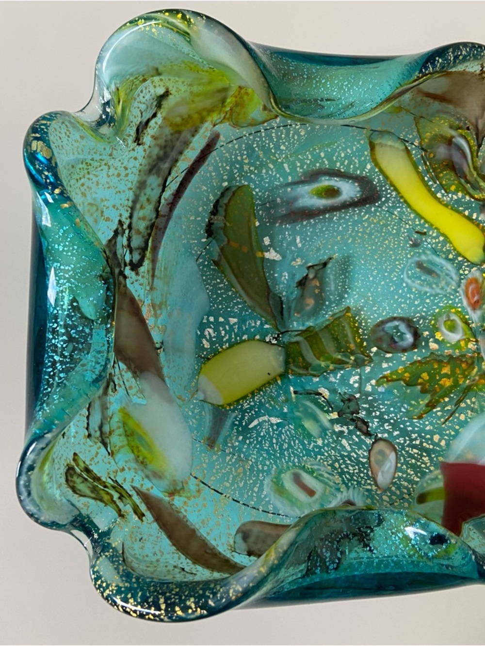 Murano Tutti Frutti Bowl - Avem Dino Martens Style - Green - Teal - Aventurine - Picture 4 of 11